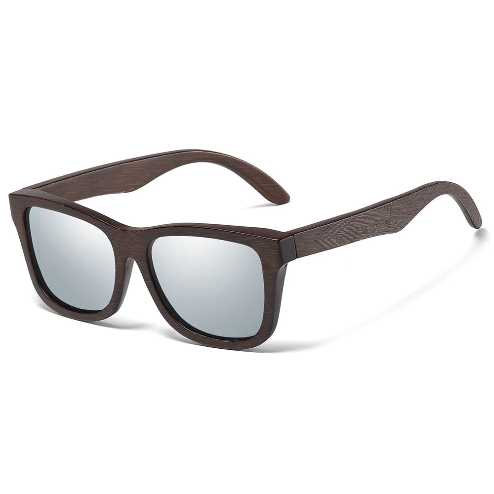 Handmade Bamboo Polarized Sunglasses – Natural Wood Frame with Mirror Lenses + Gift Box
