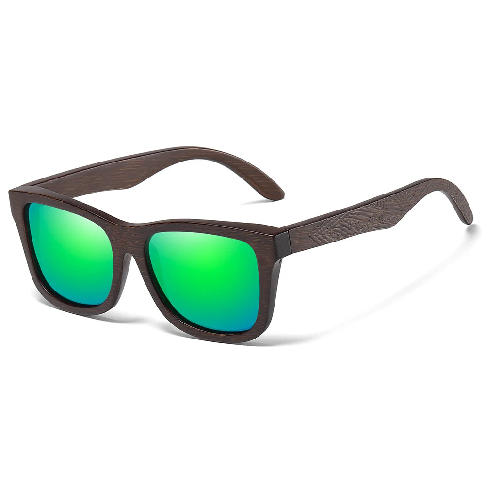 Handmade Bamboo Polarized Sunglasses – Natural Wood Frame with Mirror Lenses + Gift Box