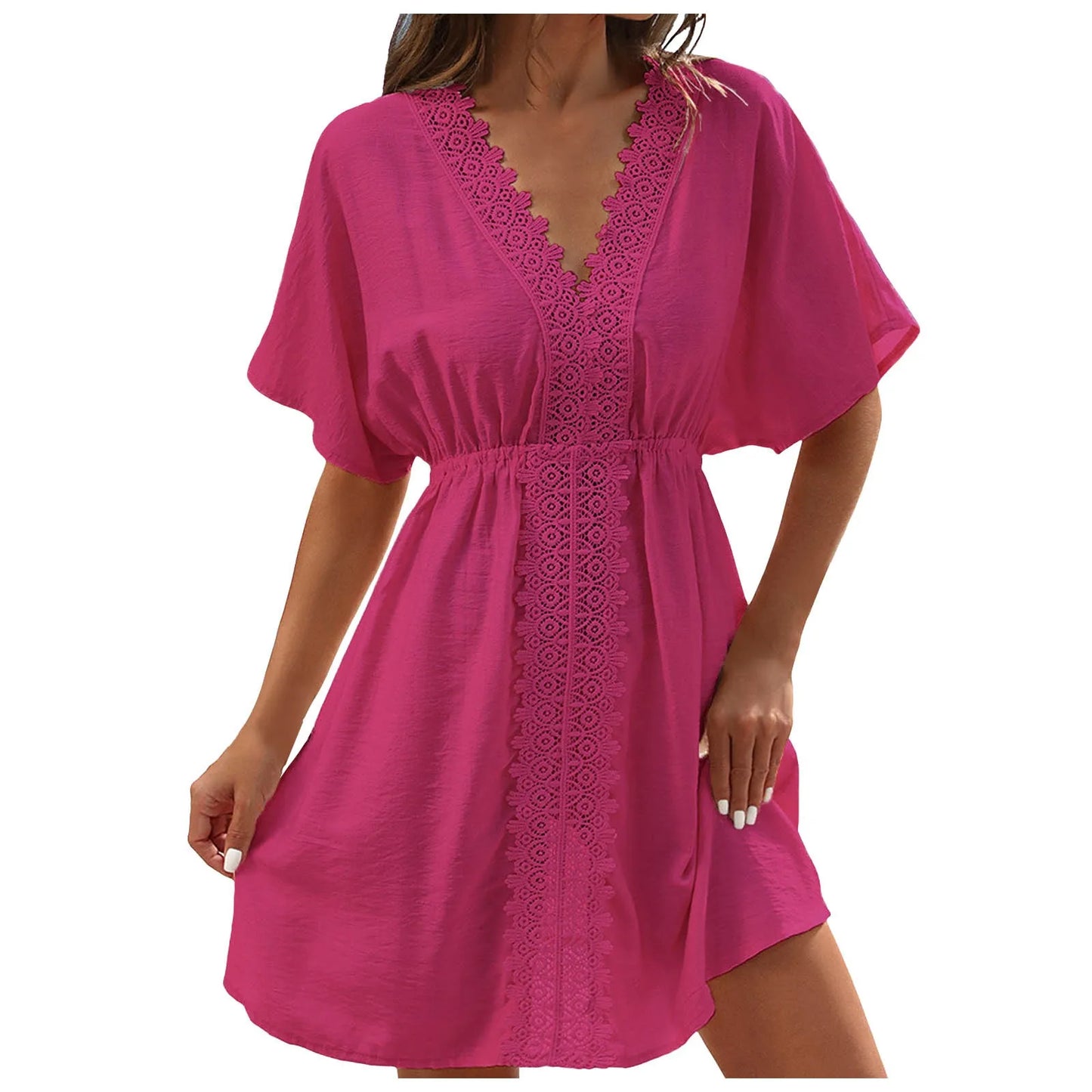 Women's Ice Silk & Lace Beach Cover-Up