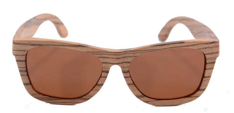 Stylish, polarized wooden designer sunglasses.