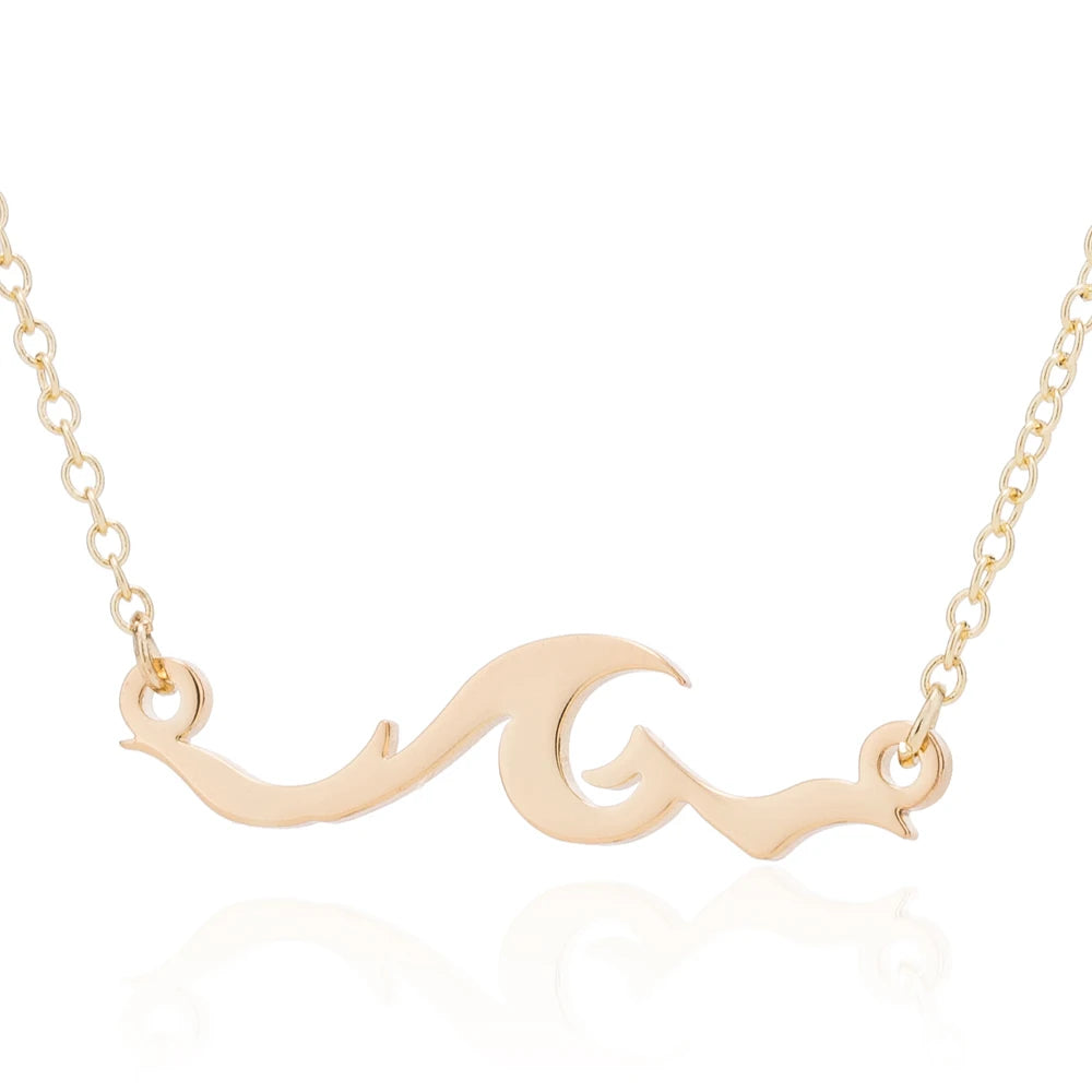 🌊 Ride the Style Wave: Simple Ocean Wave Pendant Necklace! 🌊