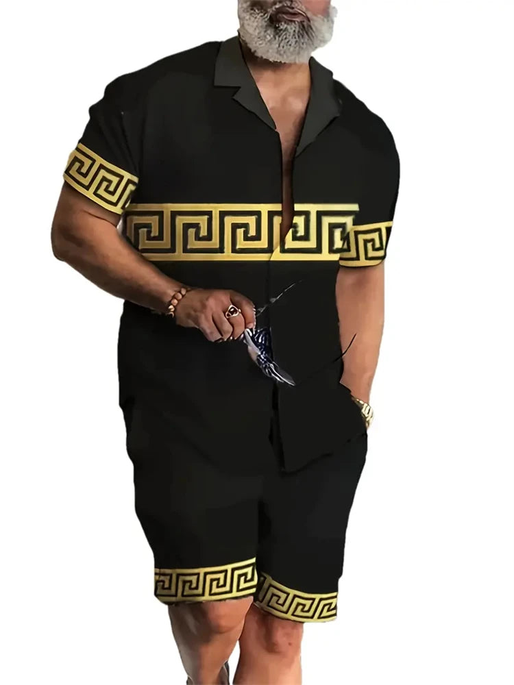 Men's New Hawaiian Jungle Print Set