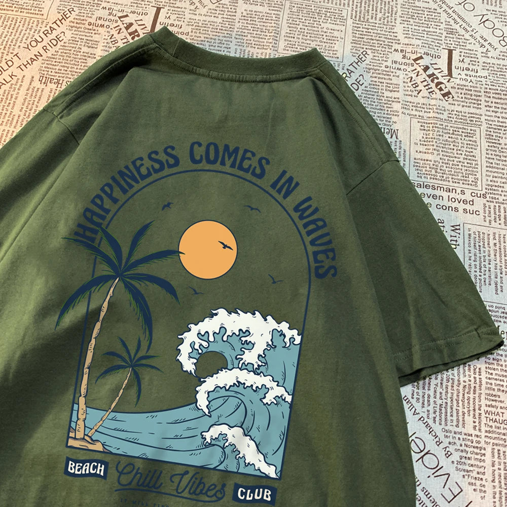 "Happiness Comes In Waves" Unisex T-Shirt