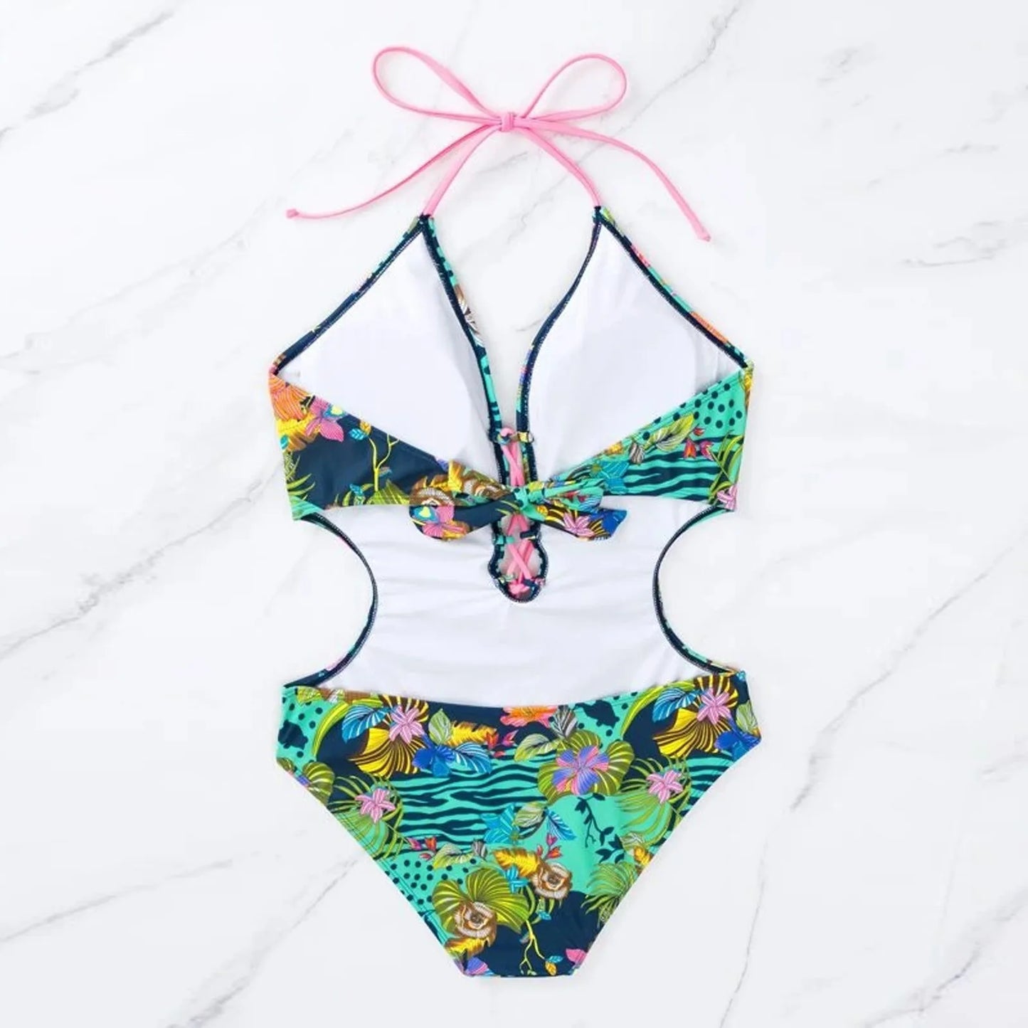 Sexy High-Waisted Bikini with Crisscross Straps & Tassel Tie Back