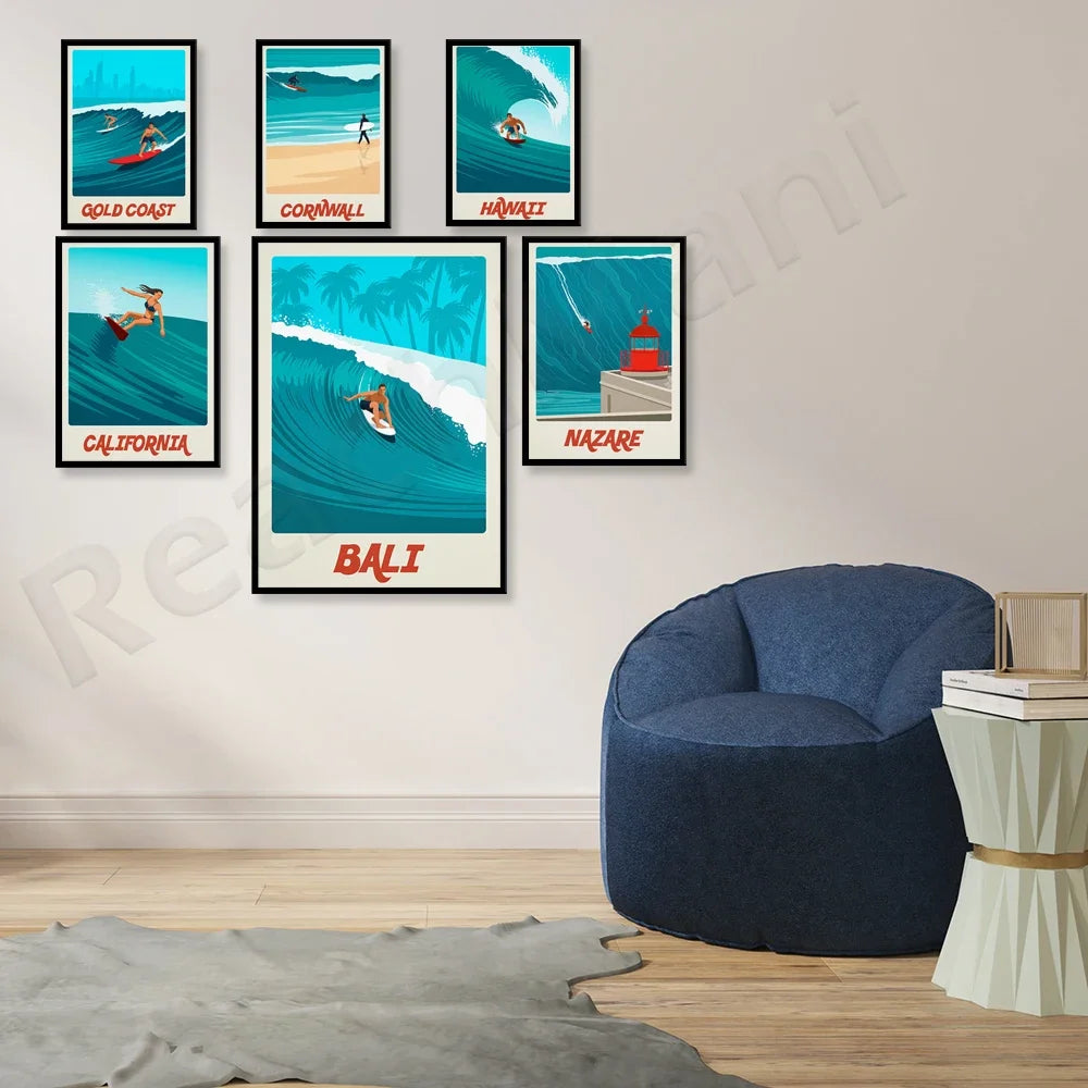 Vintage Surf Adventure Poster Collection