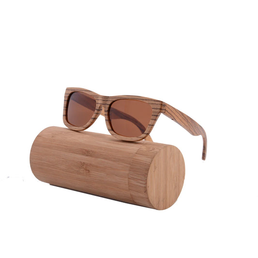 Stylish, polarized wooden designer sunglasses.