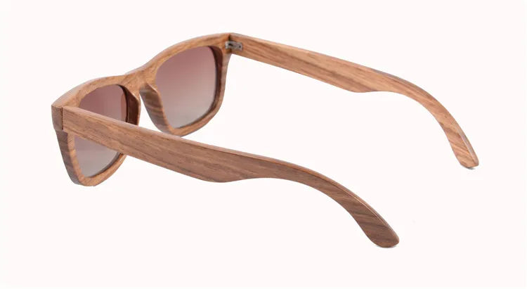 Stylish, polarized wooden designer sunglasses.