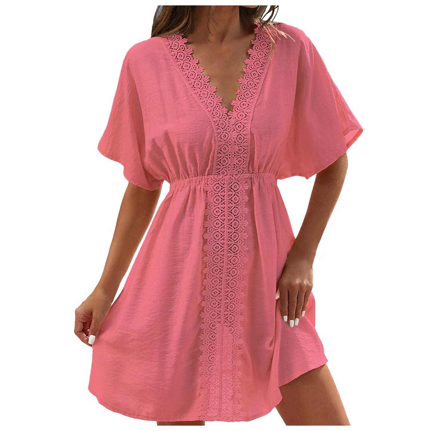 Women's Ice Silk & Lace Beach Cover-Up