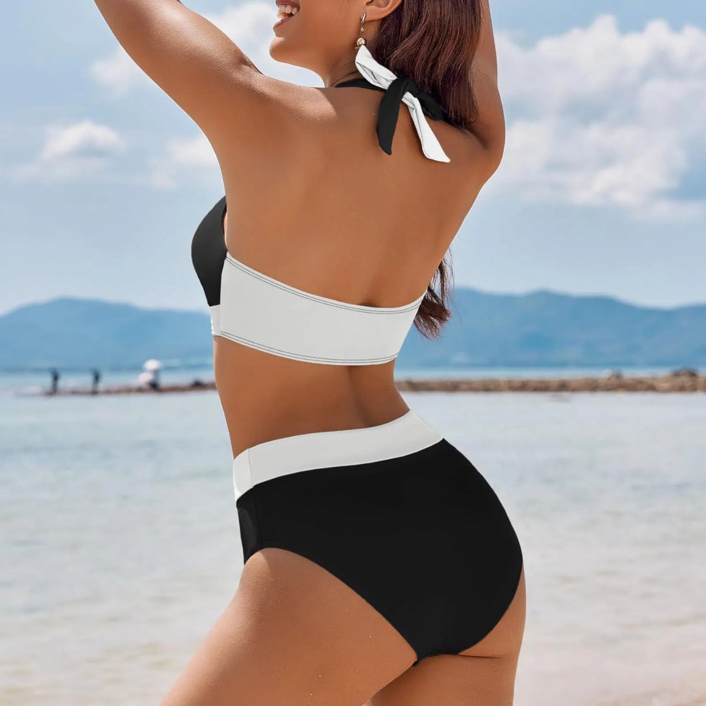 Teenagers' & Women's High-Waist Two-Piece Swimsuit - Colour Block & Floral Print