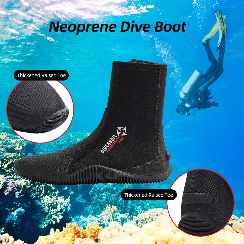 5MM Neoprene Dive Boots with Anti-Slip Grip for Ultimate Comfort in Diving, Surfing & Water Sports