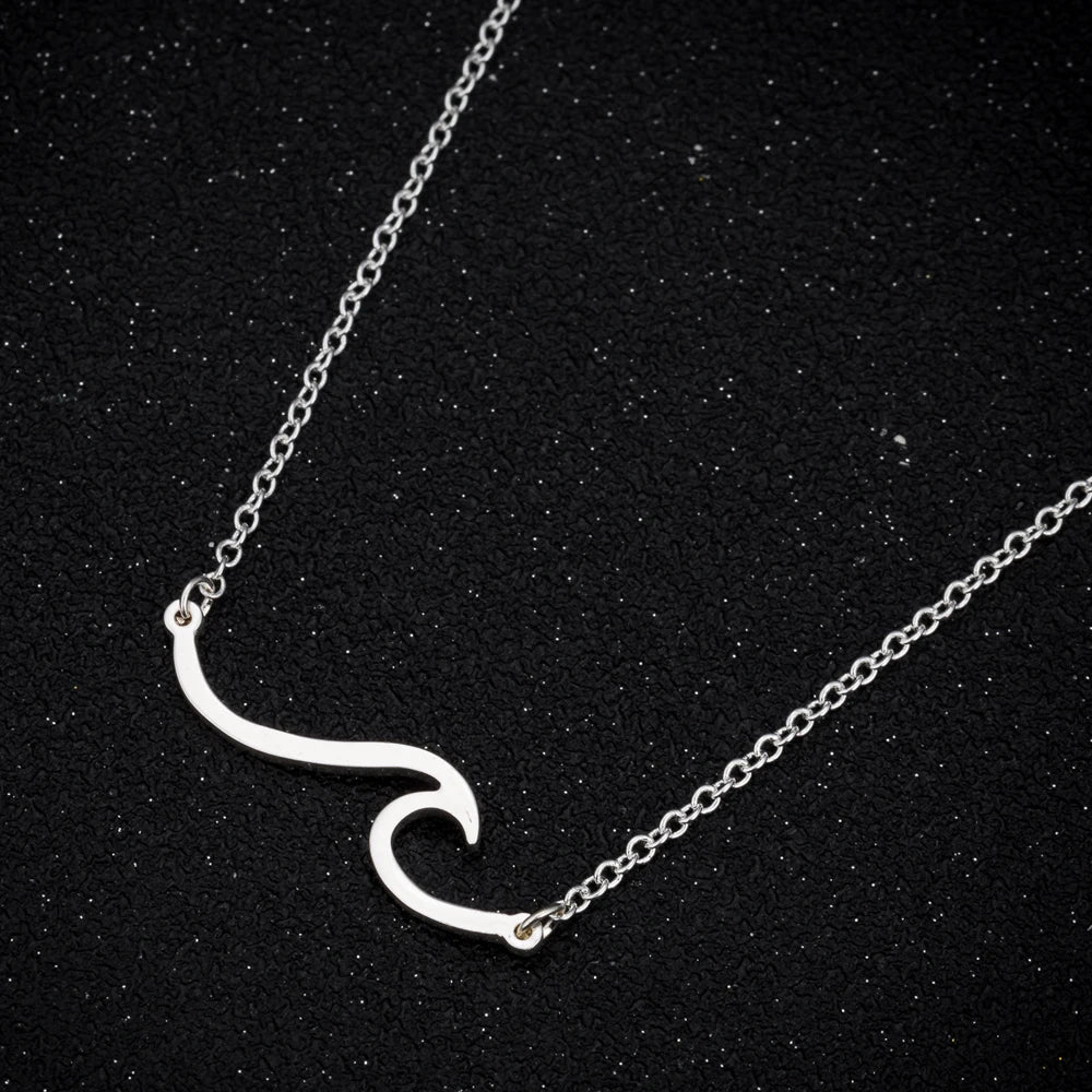 🌊 Ride the Style Wave: Simple Ocean Wave Pendant Necklace! 🌊