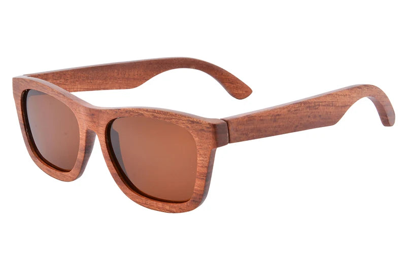 Stylish, polarized wooden designer sunglasses.