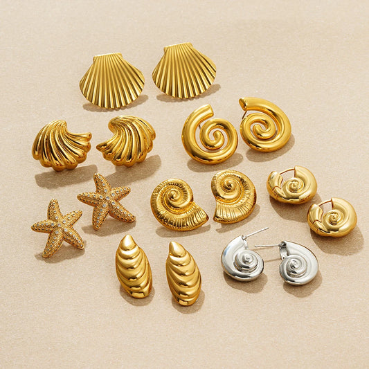 Vintage Gold-Plated Shell & Starfish Earrings
