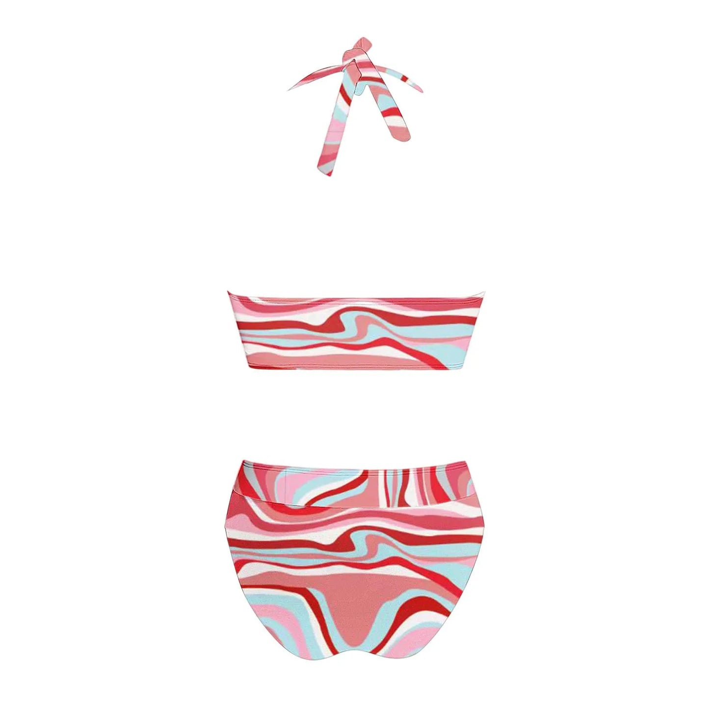 Teenagers' & Women's High-Waist Two-Piece Swimsuit - Colour Block & Floral Print