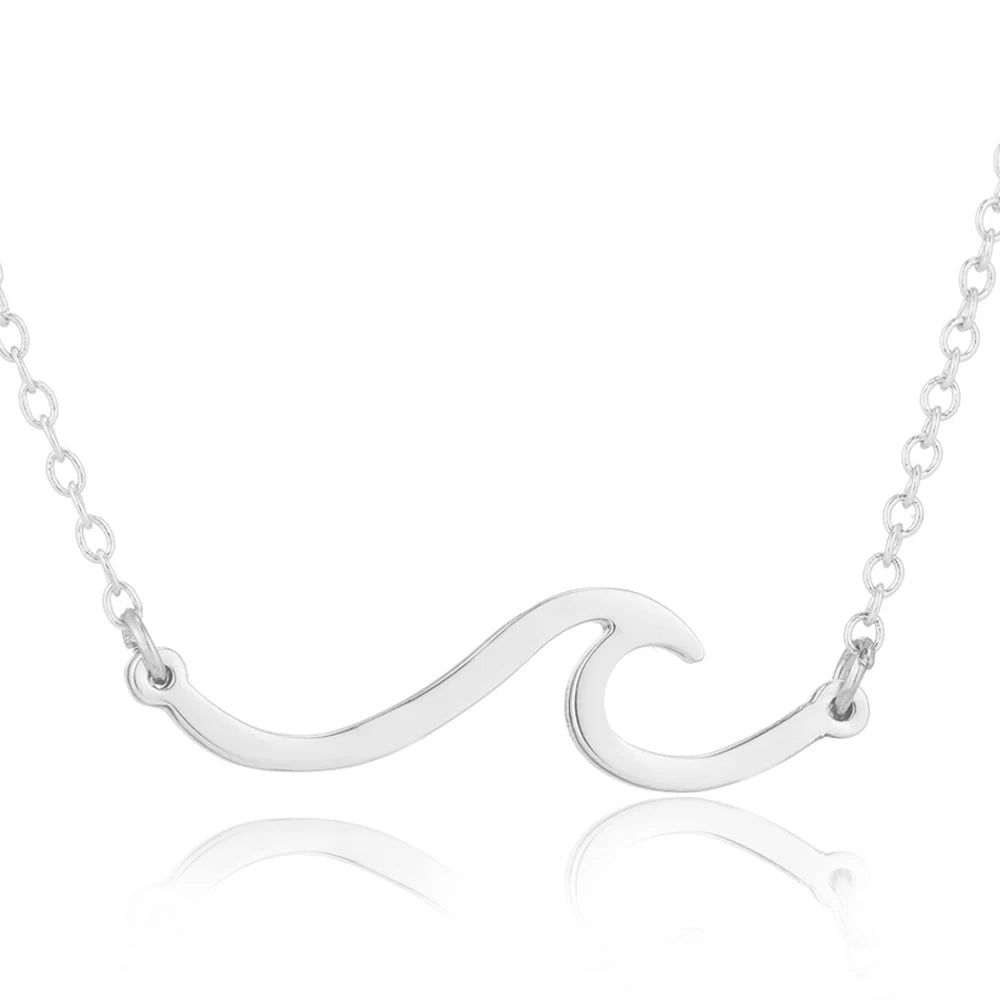🌊 Ride the Style Wave: Simple Ocean Wave Pendant Necklace! 🌊