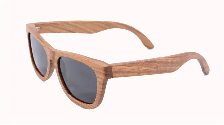 Stylish, polarized wooden designer sunglasses.