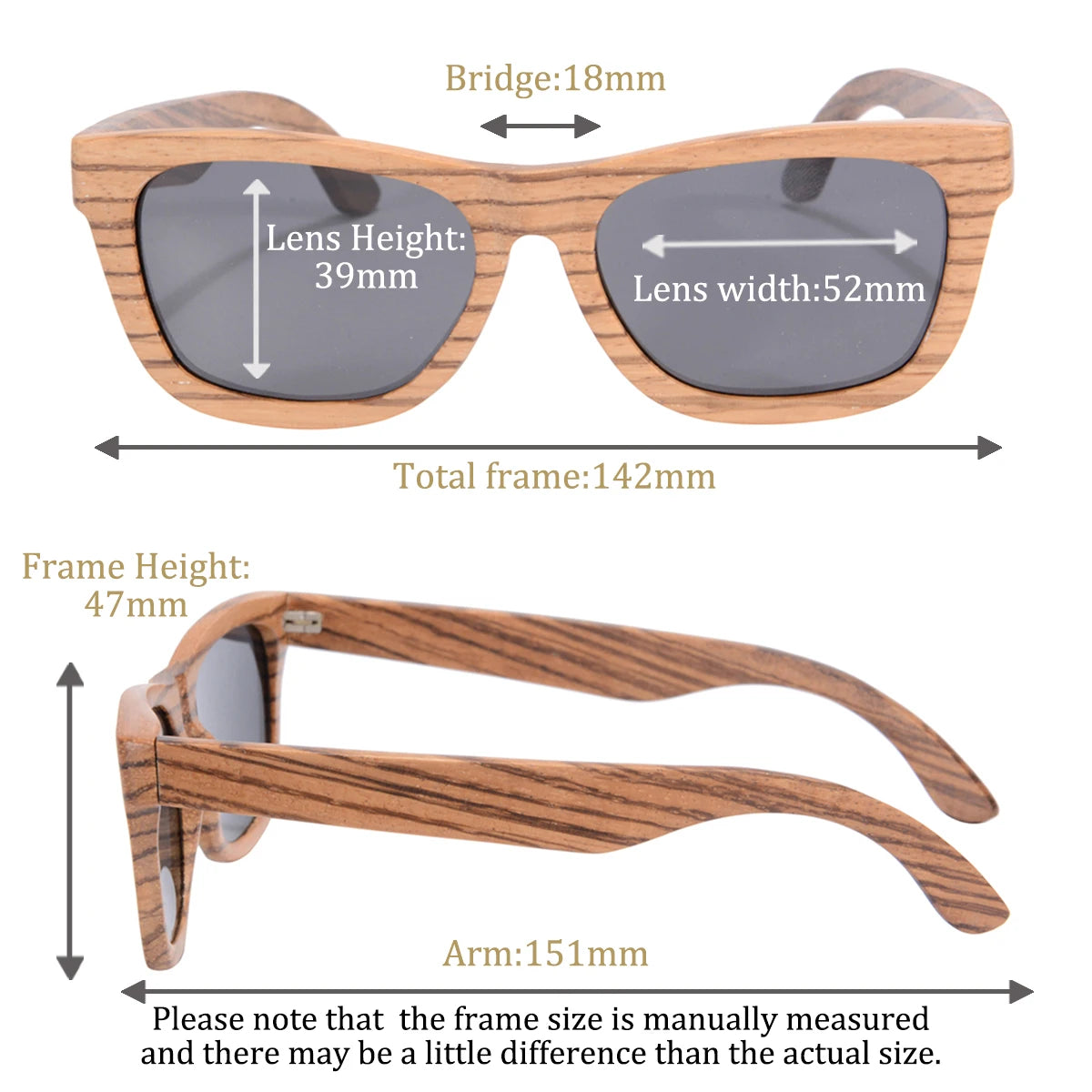 Stylish, polarized wooden designer sunglasses.