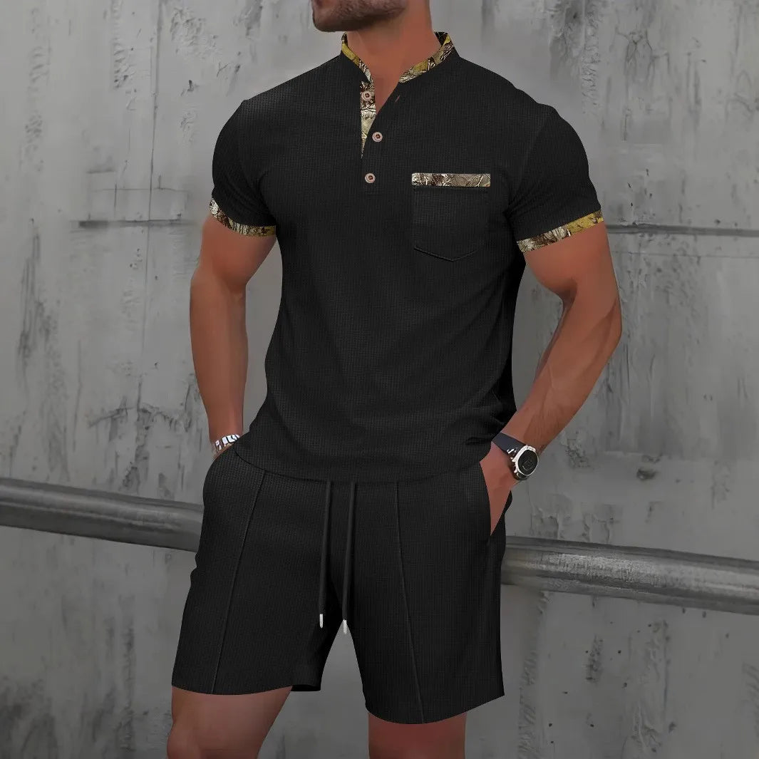 2025 Men's Waffle Zip-Up Summer Suit