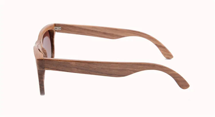 Stylish, polarized wooden designer sunglasses.