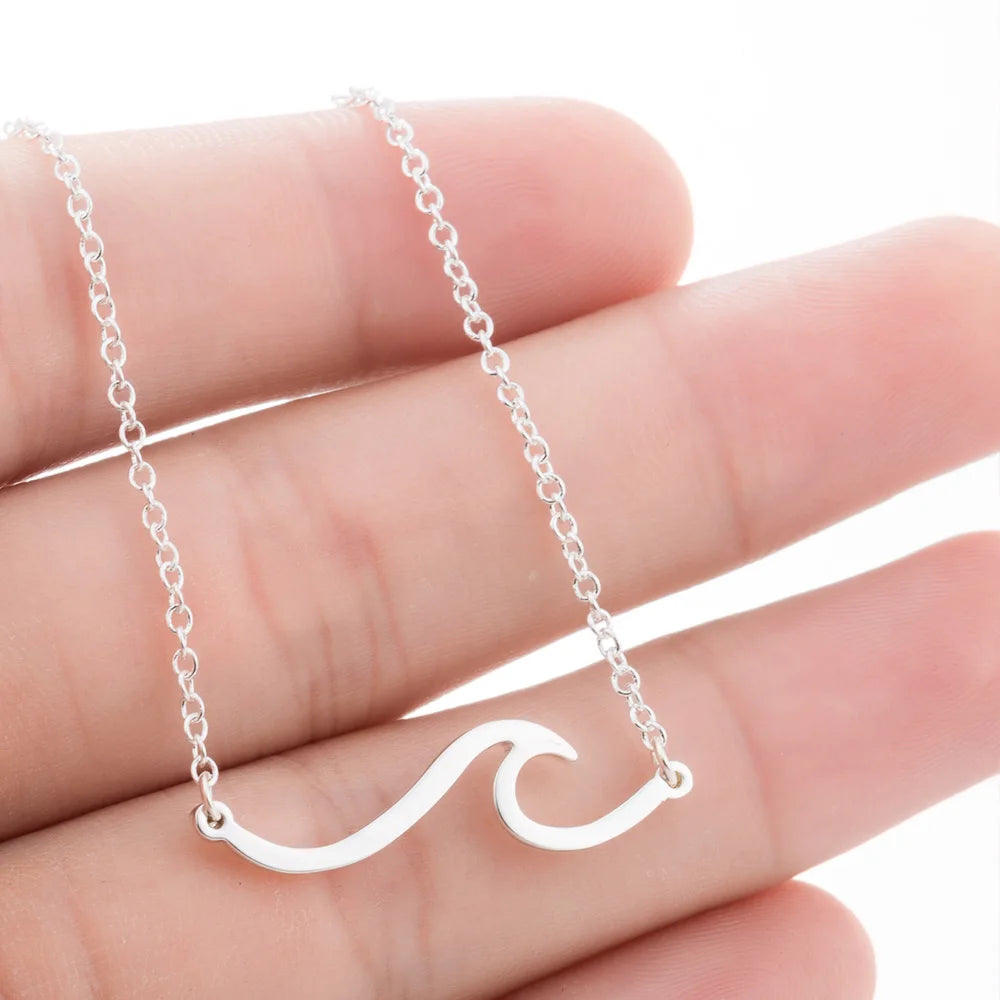 🌊 Ride the Style Wave: Simple Ocean Wave Pendant Necklace! 🌊