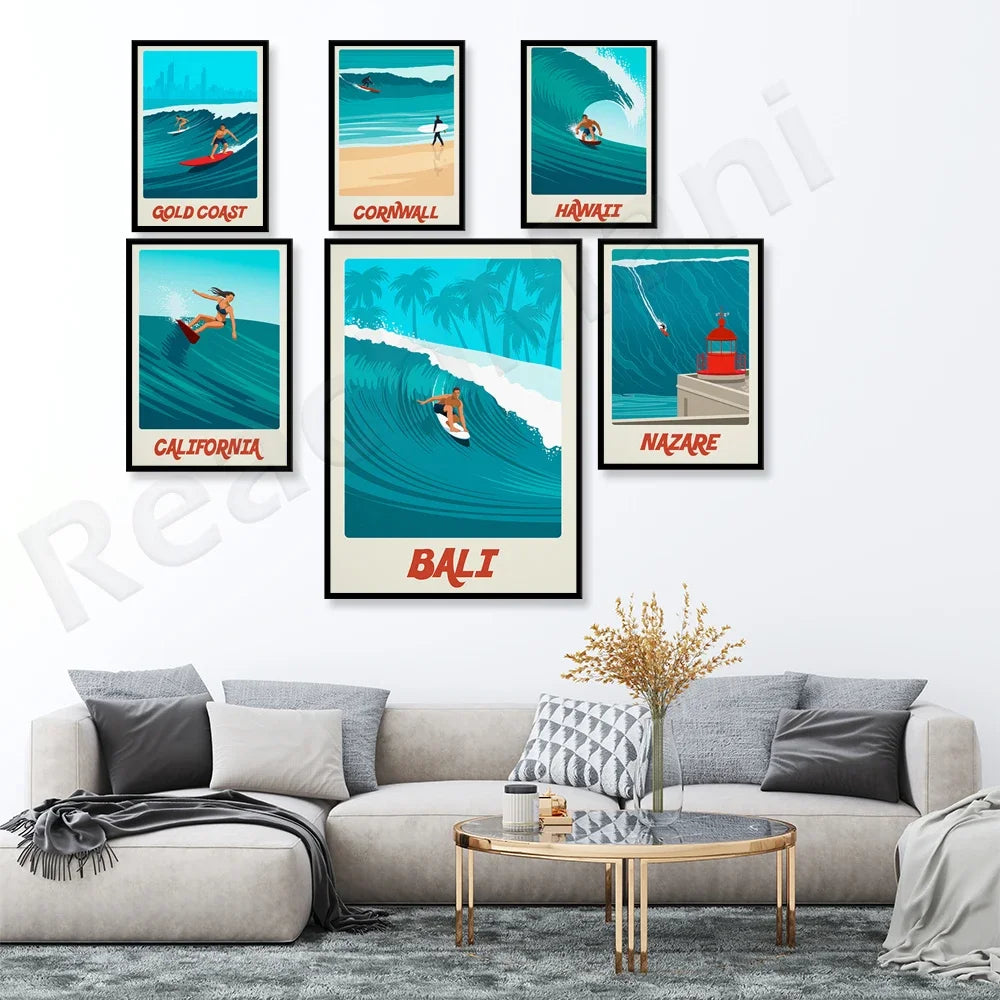 Vintage Surf Adventure Poster Collection