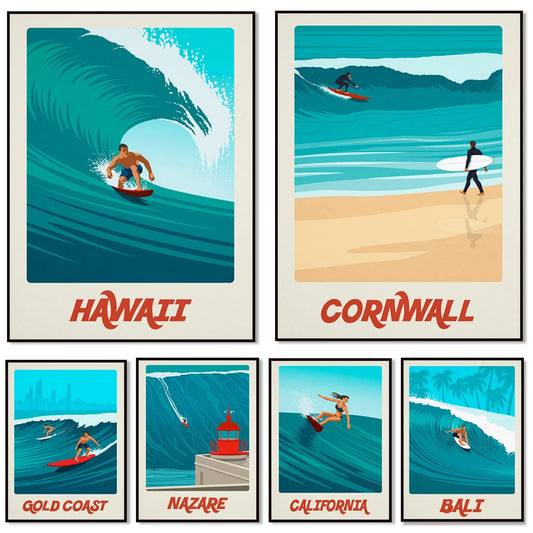 Vintage Surf Adventure Poster Collection