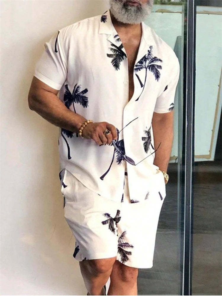 Men's New Hawaiian Jungle Print Set