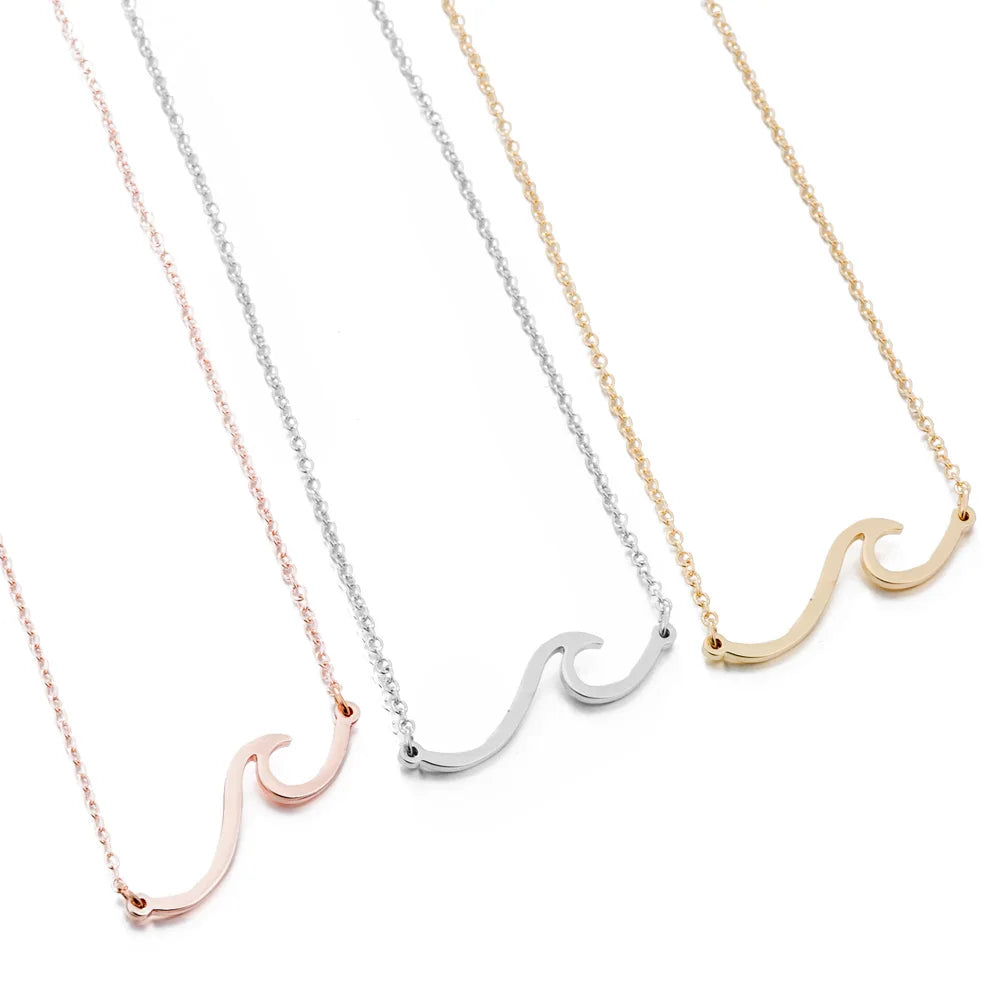 🌊 Ride the Style Wave: Simple Ocean Wave Pendant Necklace! 🌊