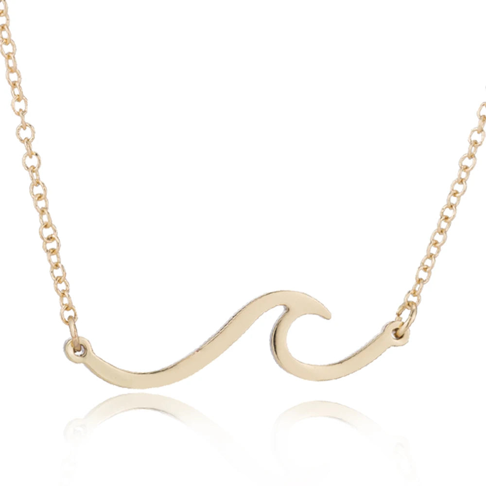 🌊 Ride the Style Wave: Simple Ocean Wave Pendant Necklace! 🌊