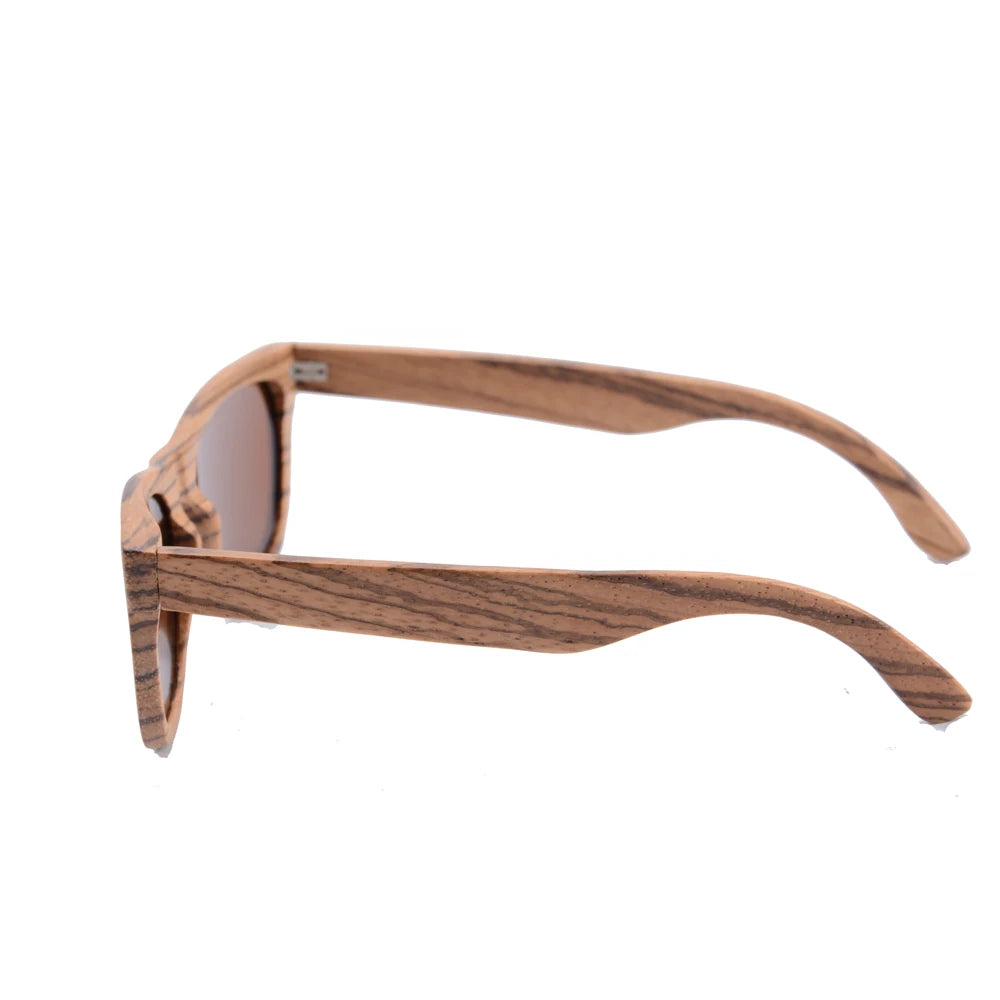 Stylish, polarized wooden designer sunglasses.