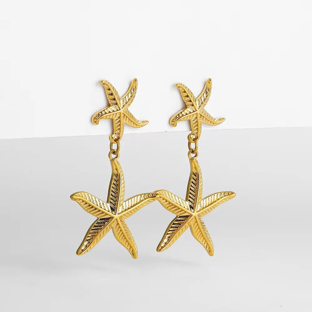Vintage Gold-Plated Shell & Starfish Earrings