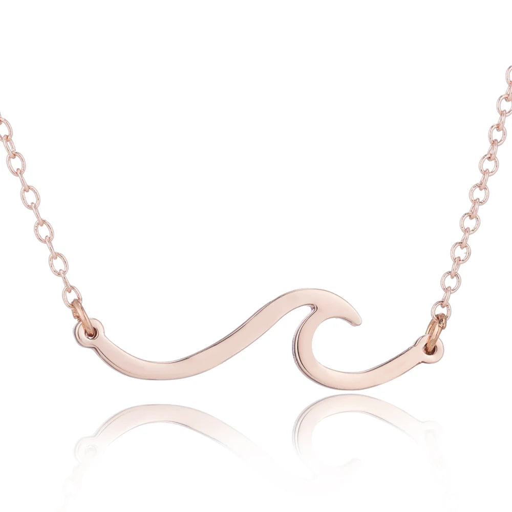🌊 Ride the Style Wave: Simple Ocean Wave Pendant Necklace! 🌊