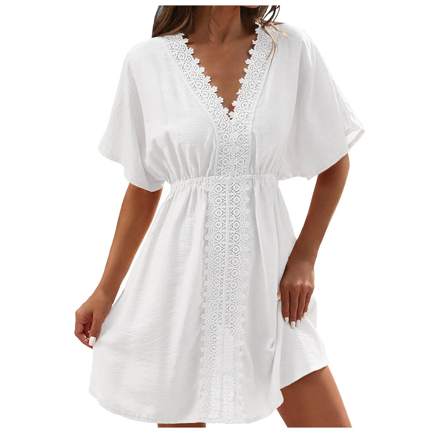Women's Ice Silk & Lace Beach Cover-Up