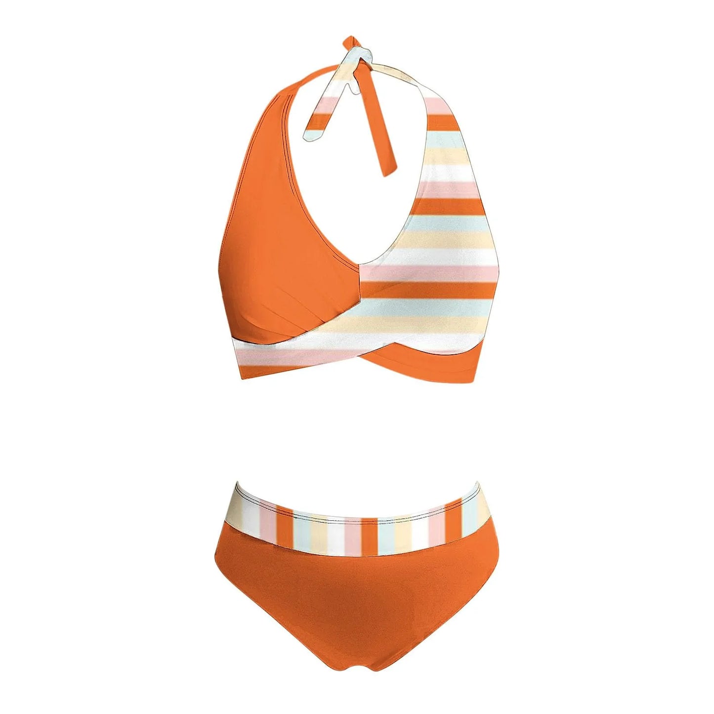 Teenagers' & Women's High-Waist Two-Piece Swimsuit - Colour Block & Floral Print
