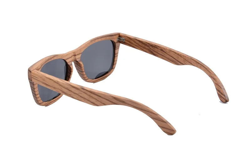 Stylish, polarized wooden designer sunglasses.