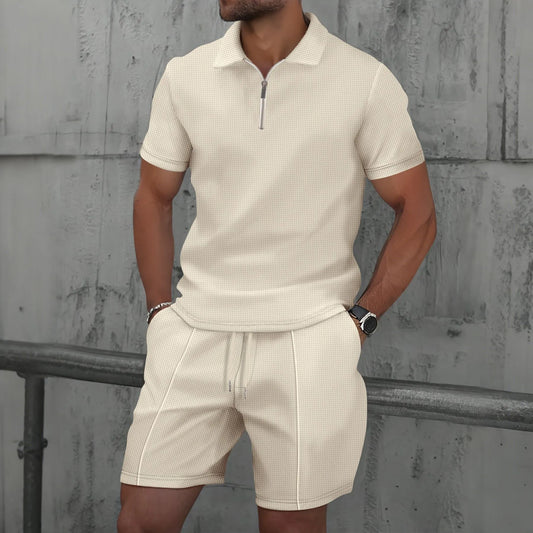 2025 Men's Waffle Zip-Up Summer Suit