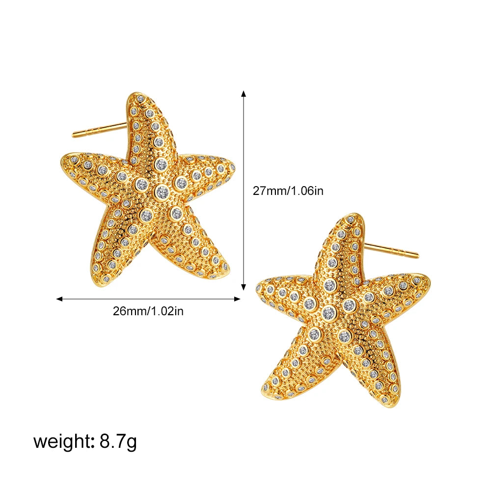 Vintage Gold-Plated Shell & Starfish Earrings