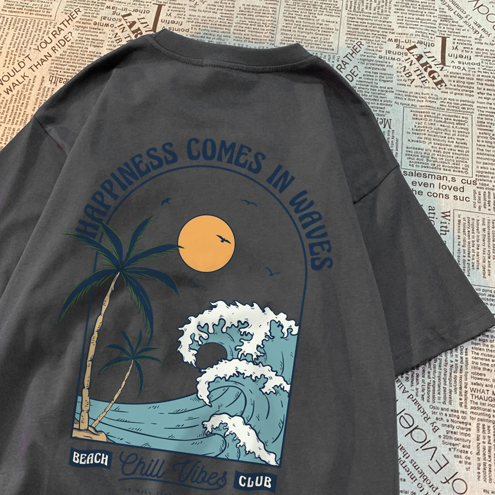 "Happiness Comes In Waves" Unisex T-Shirt