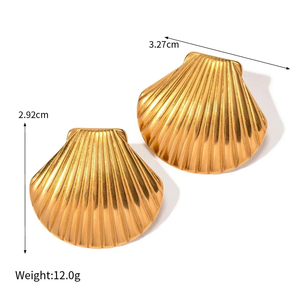 Vintage Gold-Plated Shell & Starfish Earrings