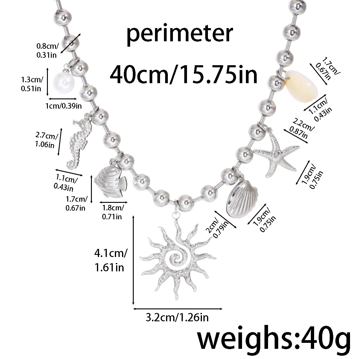 Stainless Steel Sun & Starfish Beach Necklace