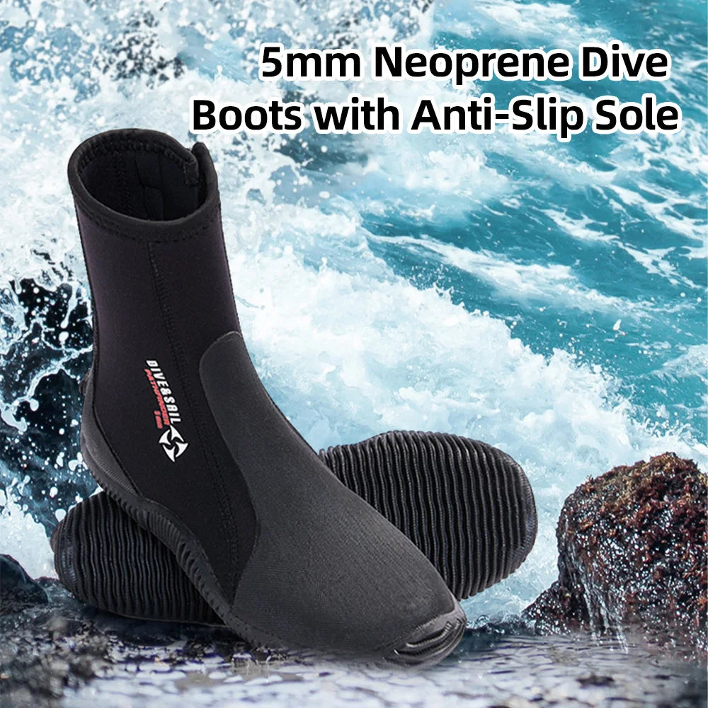 5MM Neoprene Dive Boots with Anti-Slip Grip for Ultimate Comfort in Diving, Surfing & Water Sports