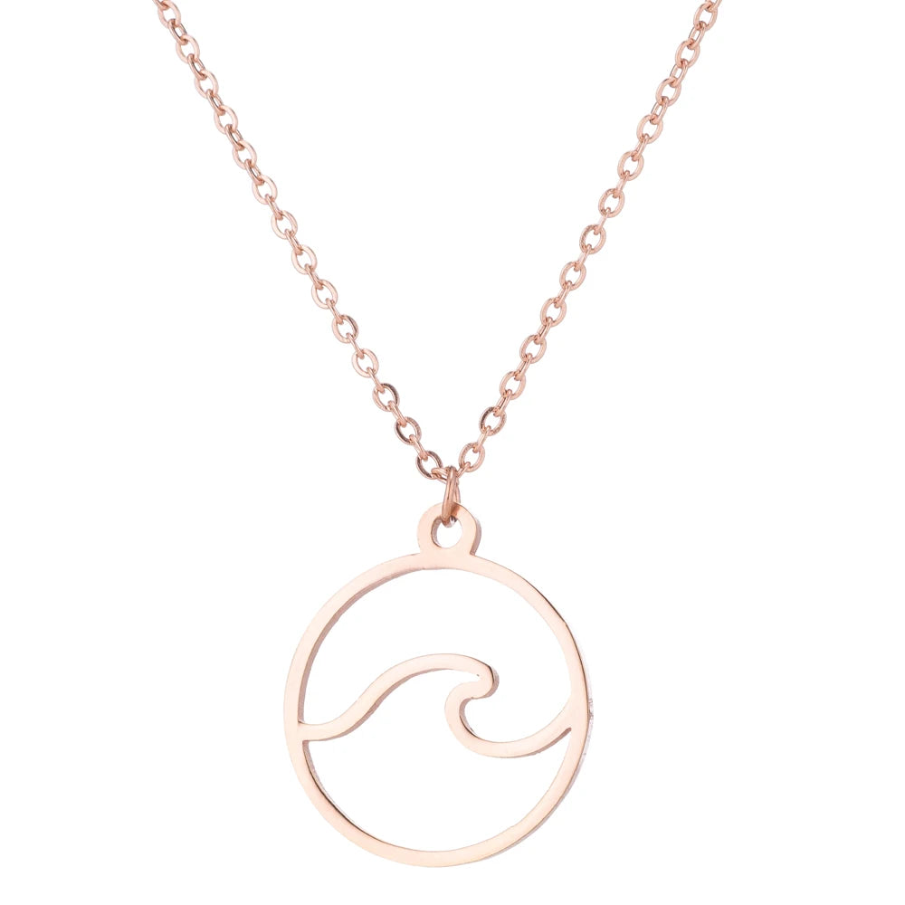 🌊 Ride the Style Wave: Simple Ocean Wave Pendant Necklace! 🌊