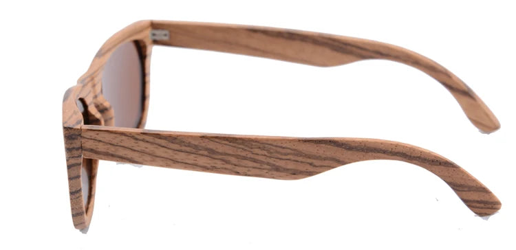 Stylish, polarized wooden designer sunglasses.