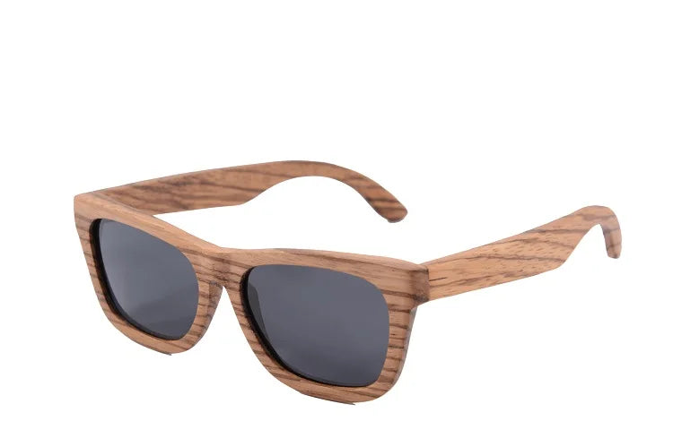 Stylish, polarized wooden designer sunglasses.