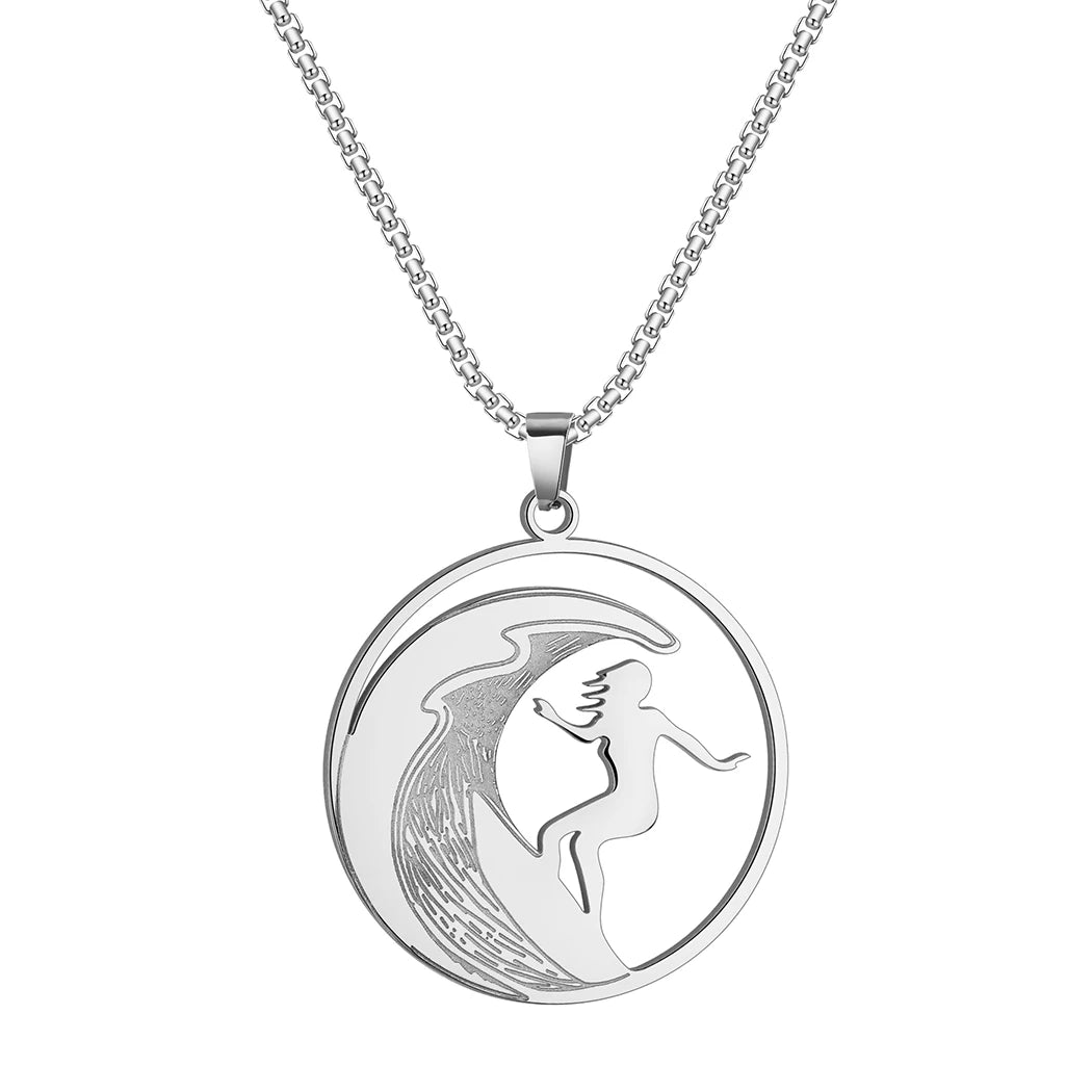 Surfer Girl on Wave Pendant Necklace