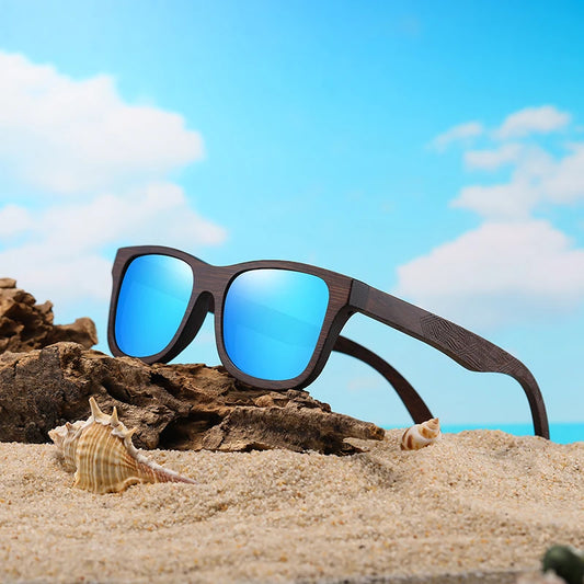 Handmade Bamboo Polarized Sunglasses – Natural Wood Frame with Mirror Lenses + Gift Box