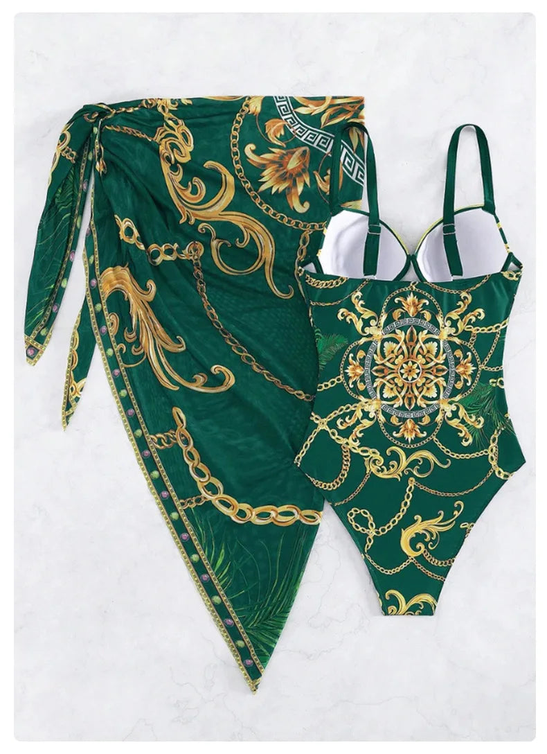"Women Sexy Monokini Plus Size Push Up Bikini Chains Beachwear"