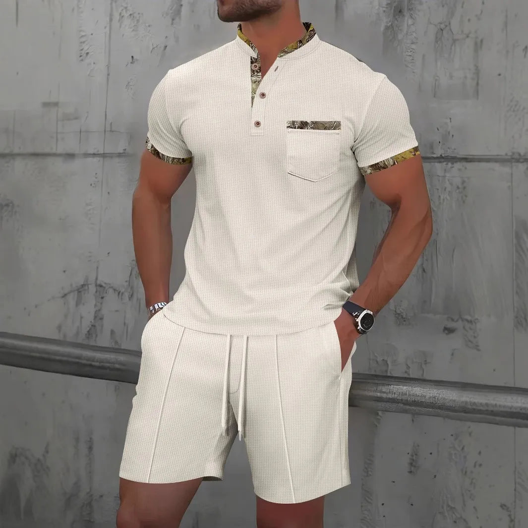 2025 Men's Waffle Zip-Up Summer Suit