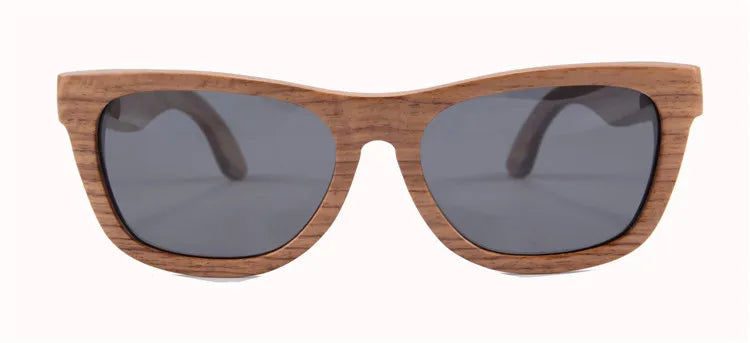 Stylish, polarized wooden designer sunglasses.