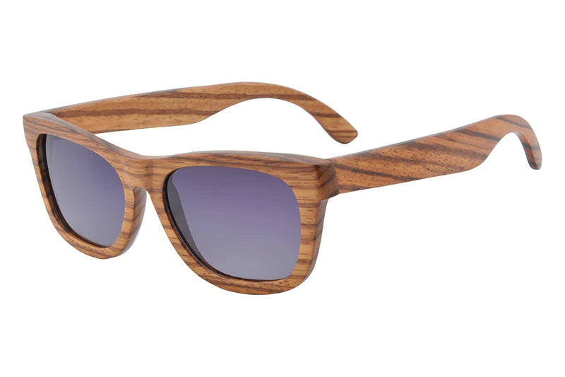 Stylish, polarized wooden designer sunglasses.